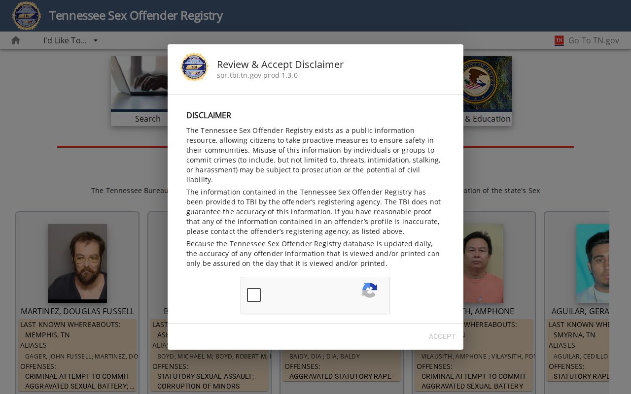 Murfreesboro resident lookup TBI registry search and map options